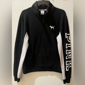 Black & White PINK Mock-Neck Half-Zip Pullover